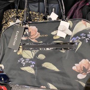 COPY - Bebe GISELLE Rolling Duffel Bag in beautiful BLACK FLORAL print